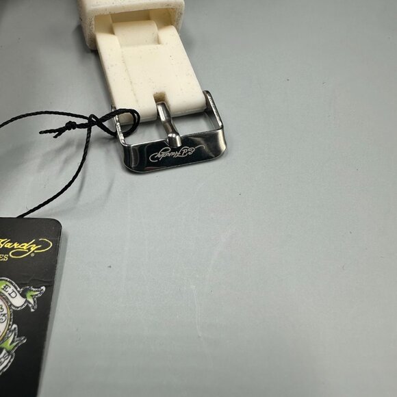 Ed Hardy Watch Women White Silver Floral Dial Silicone Band New Battery - Picture 12 of 16